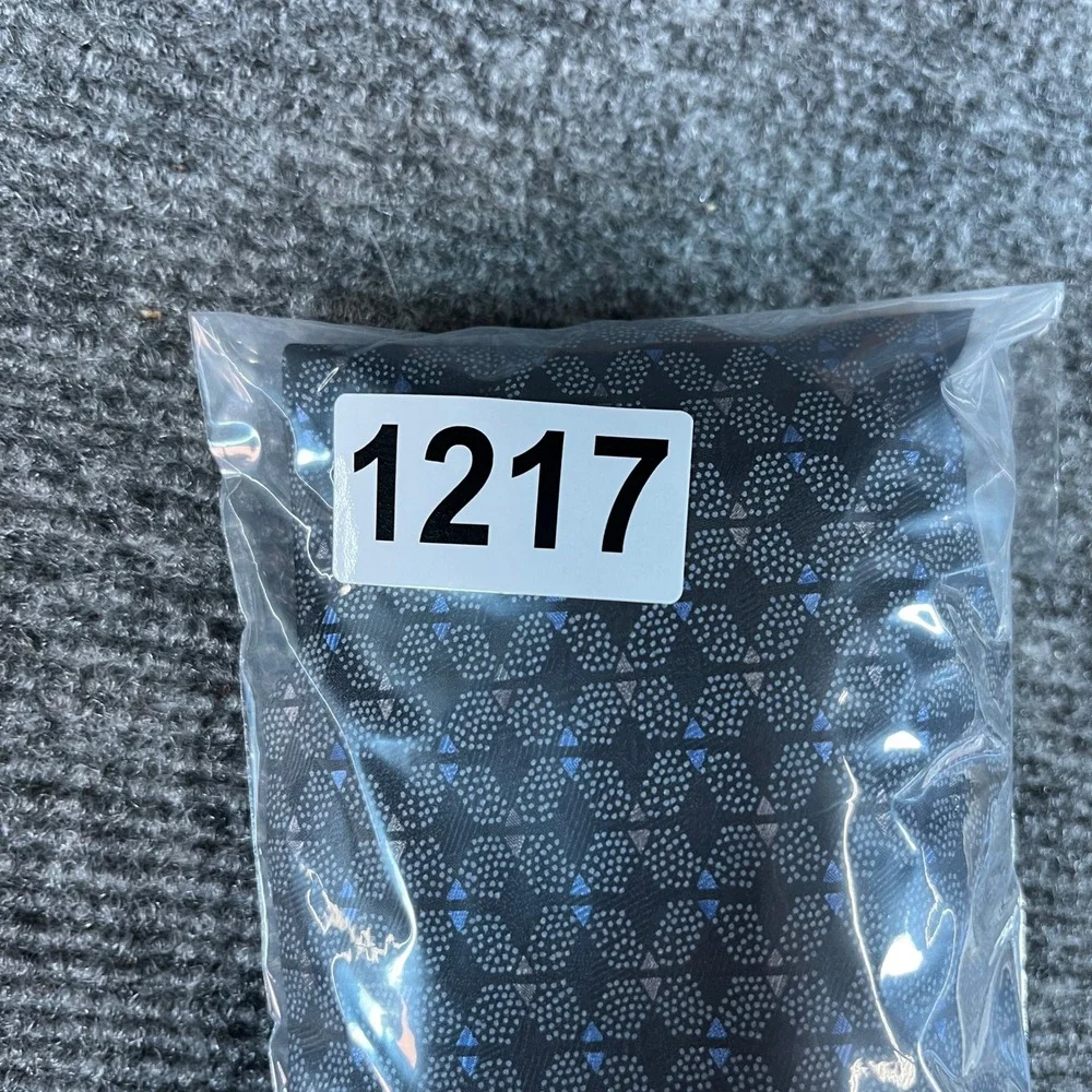 Cocktail Colors Mens Silk Necktie Black Blue Geometric Dotted Hand Made 4 x 59.5
